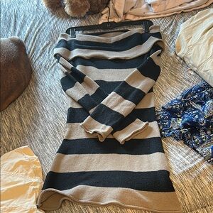 Striped Black and Tan Sweater Dress